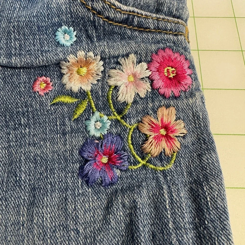Vintage Skechers retro floral embroidered jeans girls 4T